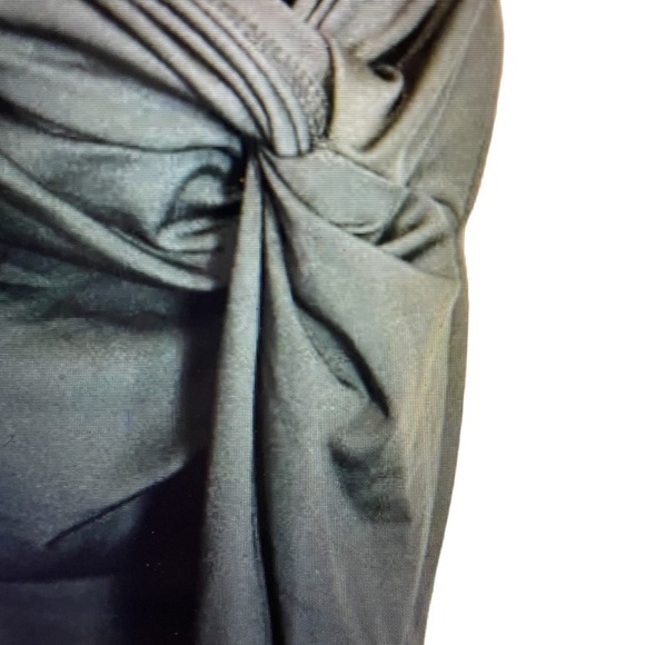 Midi Dress Black Side Slit Cutouts One Shoulder Asymmetrical Stretch Size M or 6 - Picture 7 of 12